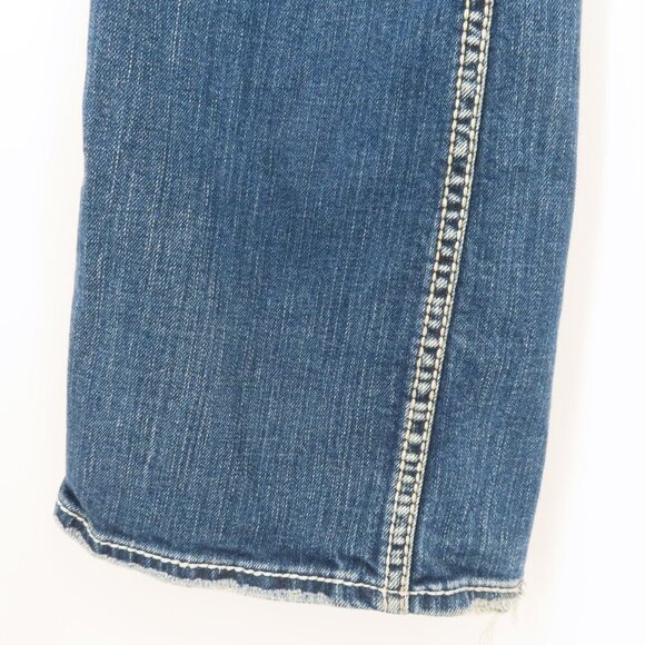 Silver Jeans Women 5 Twisted Bootcut Distressed Denim Solid Blue White Seams - Picture 5 of 15